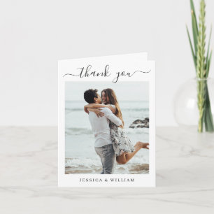 Einfach elegantes Wedding Hearts Simple 2 Foto Dankeskarte