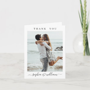 Einfach elegantes Wedding Hearts Simple 2 Foto Dankeskarte