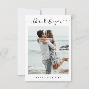 Einfach elegantes Wedding Hearts Simple 2 Foto Dankeskarte