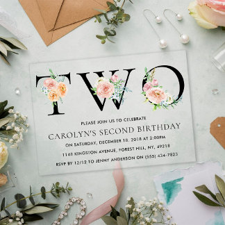 Einfach elegantes zweitägiges Party mit floraler N Acryleinladungen