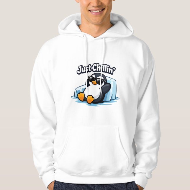 EINFACH ENTLANNEN PINGUIN Wurfkissen Hoodie (Vorderseite)