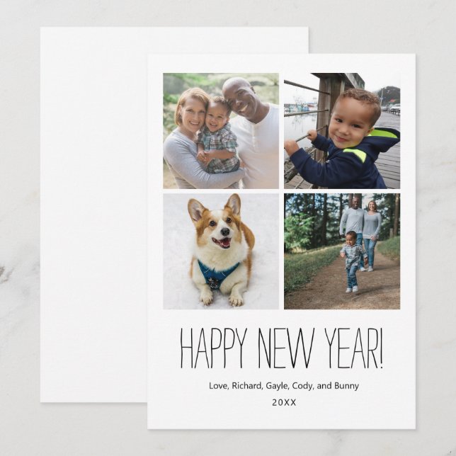 Einfach erklärt Happy New Year Foto-Karte (Vorne/Hinten)