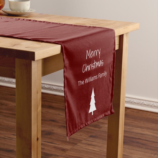 Einfach Evergreen frohe Weihnachten Moderne Rot Kurzer Tischläufer (Beispiel)