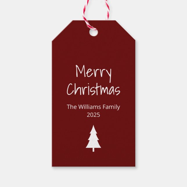 Einfach Evergreen Red Modern Boho Weihnachten Geschenkanhänger (Vorderseite)