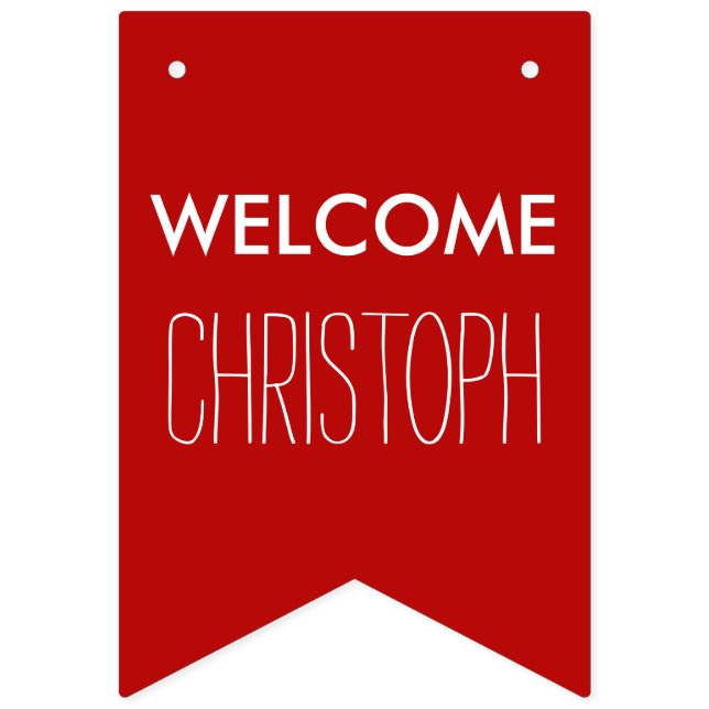 Einfach Farben & Text: "NAME" WILLKOMMEN Wimpelkette (Erste Fahne)