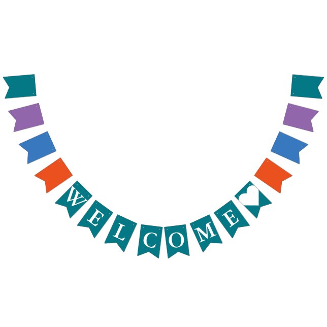 Einfach Farben und Text: WILLKOMMEN Wimpelkette (Alle)