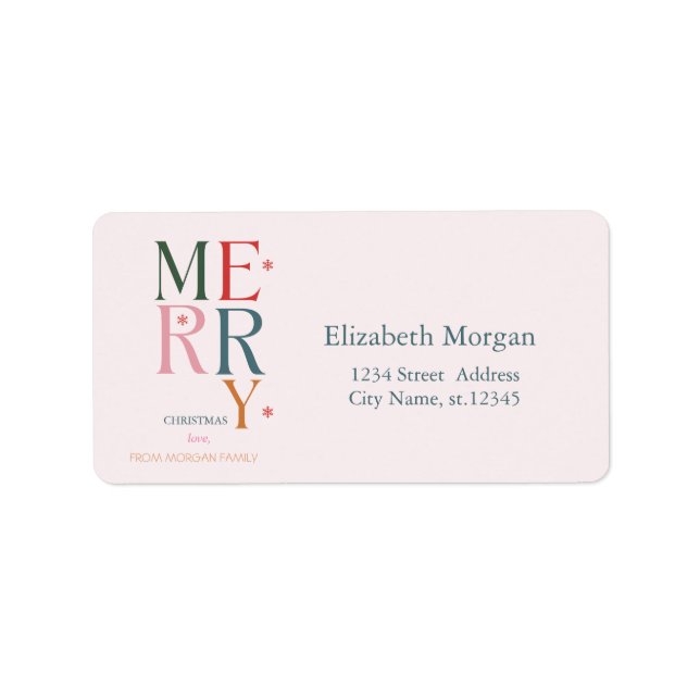 Einfach farbenfroh, froh Weihnachten Pink Adressaufkleber (Vorne)