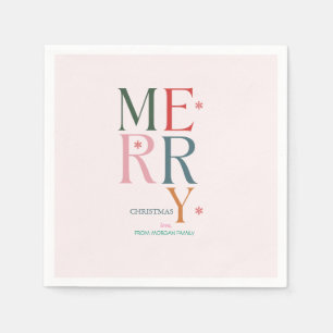 Einfach farbenfrohe Merry Christmas Pink Serviette