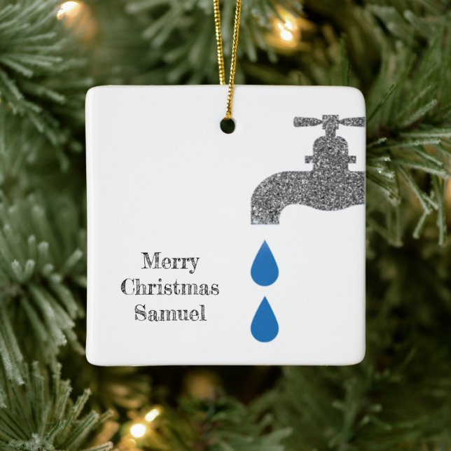 Einfach Faucet Plumber Weiß Frohe Weihnachten Keramikornament (Baum)