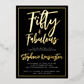 Einfach Fifty and Fabulous Gold 50. Geburtstagsfei Folieneinladung