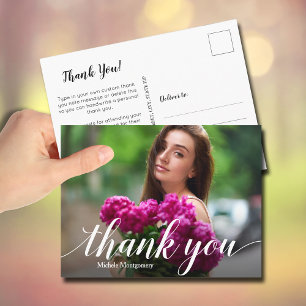 Einfach Foto Abschluss Weiß Schrift Danke Postkarte