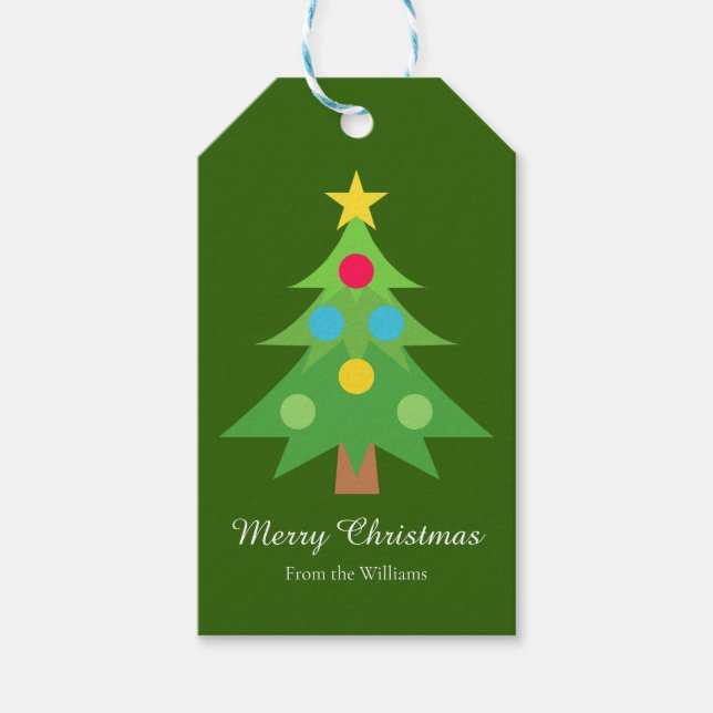 Einfach frohe Weihnachtsbaum Grüner Urlaub Geschenkanhänger (Vorderseite)
