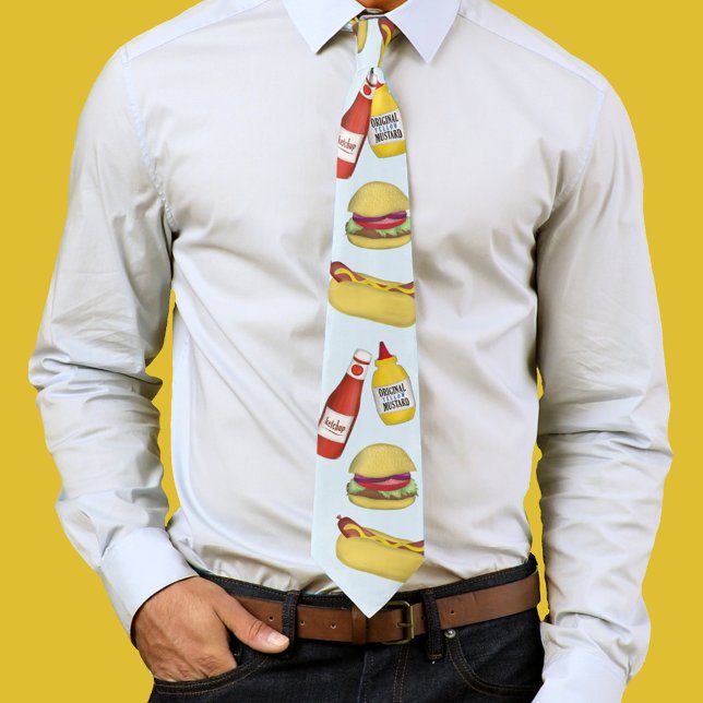 Einfach Funny Hamburger und Hot Hunde Humor Krawatte (Hamburger and Hotdog whimsical neck tie. )