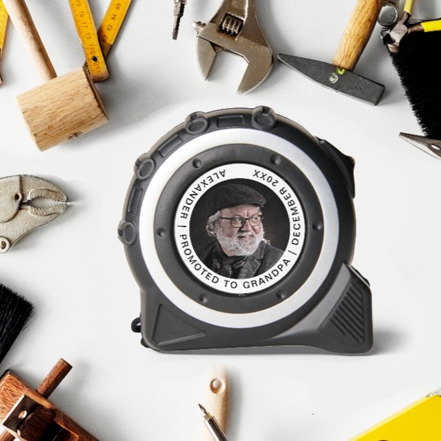 Einfach für Großvater Vatername Foto Typo Maßband (Von Creator hochgeladen)