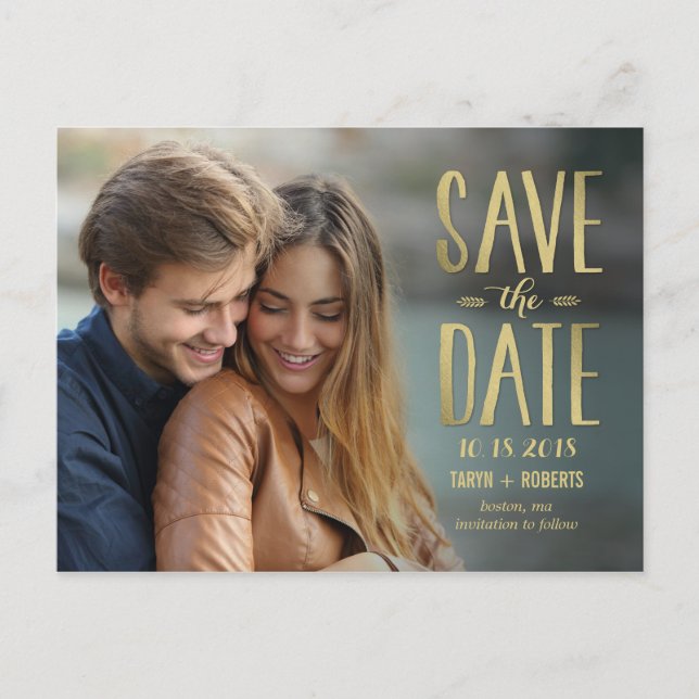 Einfach für immer Foto Save the Date Postkarte (Vorderseite)