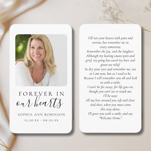 Einfach für immer in unserer Herz-Foto-Beerdigungs Visitenkarte (Von Creator hochgeladen)