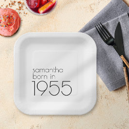 Einfach Geboren 1955 Black 70 th Birthday Party Pappteller