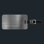 Einfach gebürstetes metallisches Silber Grau Gepäckanhänger<br><div class="desc">Einfache,  gebürstete,  metallische,  silbergraue Gepäckmarke</div>