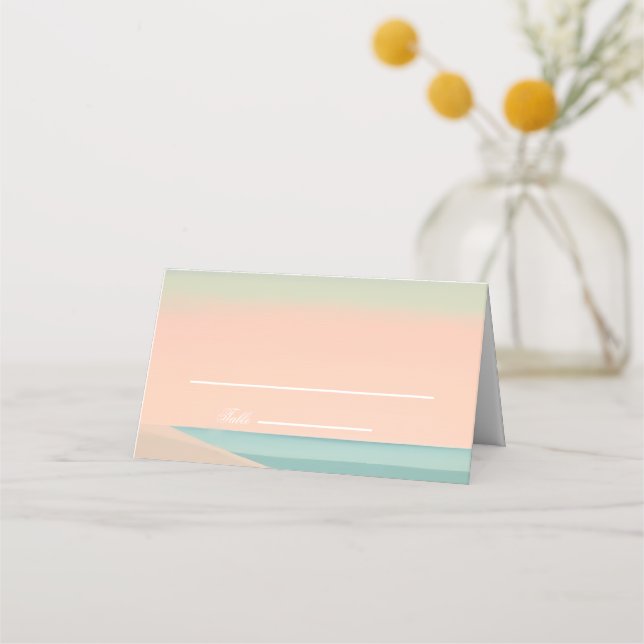 Einfach gefaltet am Meer Platzkarte (Vorderseite)