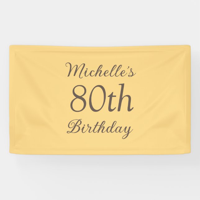 Einfach Gelb 80. Geburtstag Banner (Horizontal)