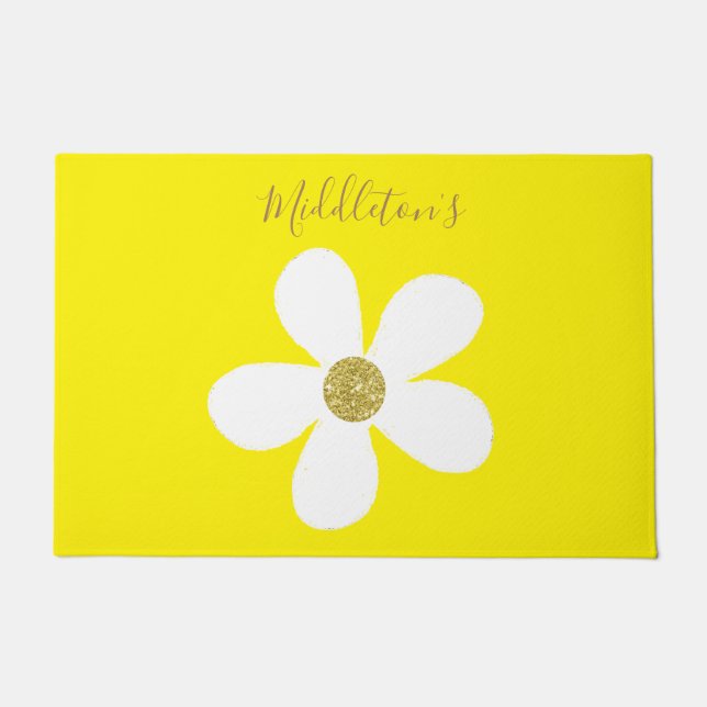 Einfach gelb weiß Daisy Gold Familie Persönlich Fußmatte (Vorderseite)