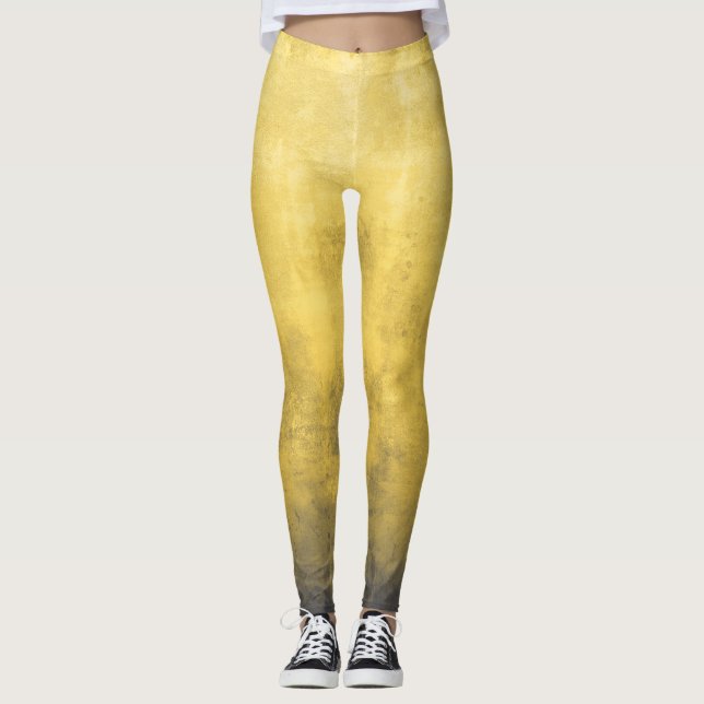Einfach-Gelbgrau Abstrakt Leggings (Vorderseite)
