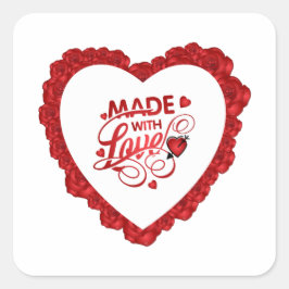 Einfach gemacht mit Liebe Angebot Valentine | Aufk Quadratischer Aufkleber