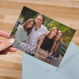 Einfach geschriebene Frohe Neujahrs-Fotokarte Feiertagskarte
