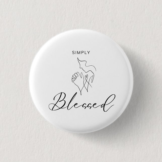 Einfach Gesegnet Minimalistische Christliche Linie Button (Vorderseite)