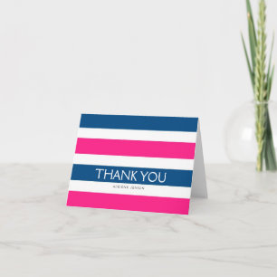 Einfach gestreifte Dankeskarte / Navy Pink