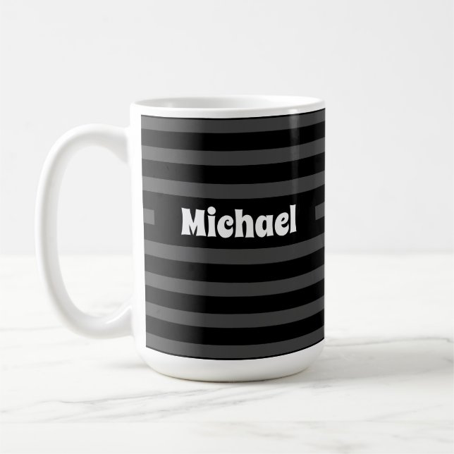 Einfach gestreifter dunkelgrauer und schwarzer Ind Kaffeetasse (Links)