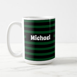 Einfach gestreifter dunkelgrüner und schwarzer Ind Kaffeetasse