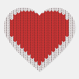Einfach gestricktes Wool Look I Liebe Sie Valentin Herz-Aufkleber