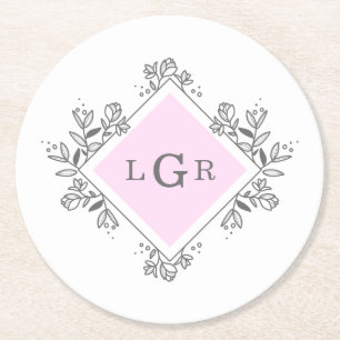 Einfach Gezeichnet Blumenrosa Runder Pappuntersetzer