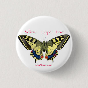 Einfach glauben, hoffen, lieben, Schmetterling Button