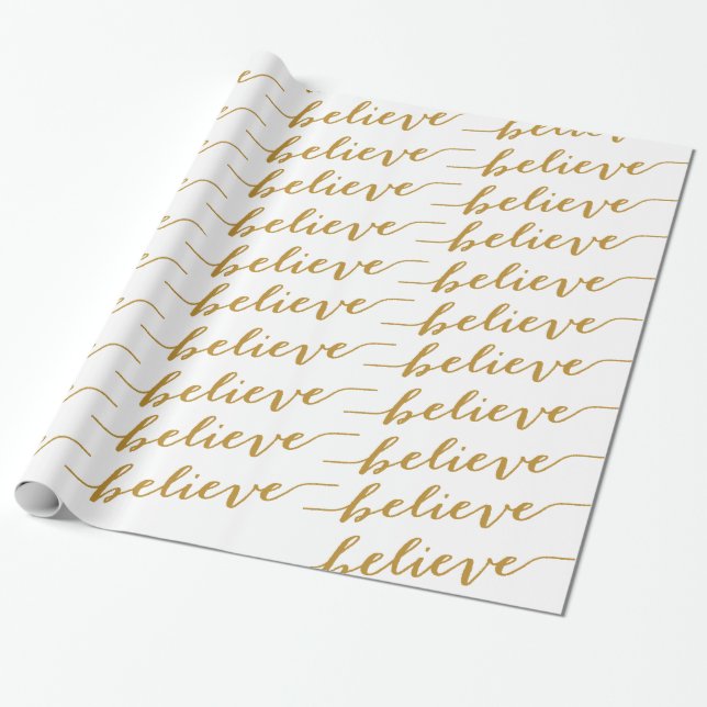 EINFACH GLAUBEN SIE GRÜSSEN| GOLD DES FEIERTAGS- GESCHENKPAPIER (Ungerollt)