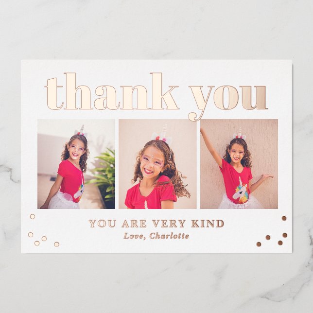 Einfach glücklich Flat FOIL Grad Danke Karte (Vorderseite)