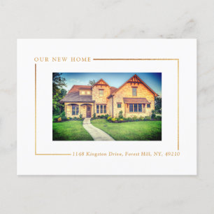 Einfach Gold Foil Foto Neue Zuhause Moving Ankündigungspostkarte