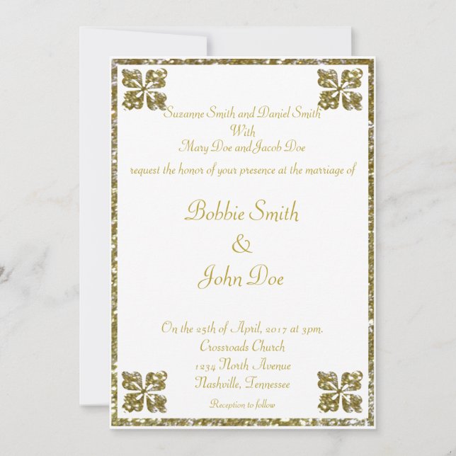 Einfach Gold Hochzeit Einladung (Vorderseite)