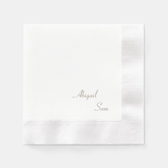 Einfach Gold Text Elegant Hochzeitscocktail Serviette (Vorderseite)