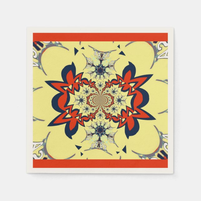 Einfach Golden Red Personalisiert Art Napkins Serviette (Vorderseite)