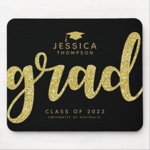 Einfach Grad Schwarz und Imitate Gold Glitzer Mousepad