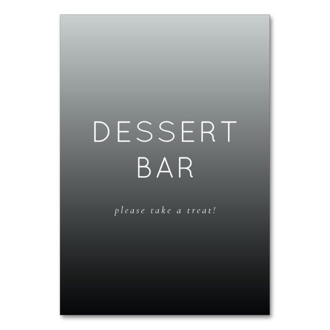 Einfach grau minimalistischer Dessertbar-Schild Tischnummer (Vorderseite)