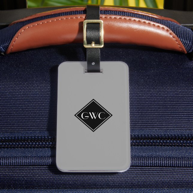 Einfach graues Monogramm benutzerdefiniert Gepäckanhänger (Vorderseite Insitu 2)