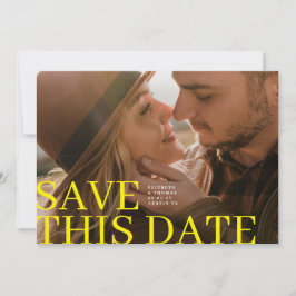 Einfach großes gelbes Save This Date & Foto Hochze Save The Date