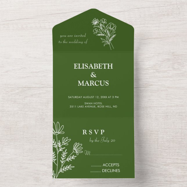 Einfach grün Alle in einer Einladung rsvp-Karte (Innen Boden)