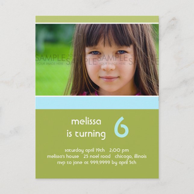 Einfach Grün/Aqua ・ Einladung zum Geburtstag (Vorderseite)