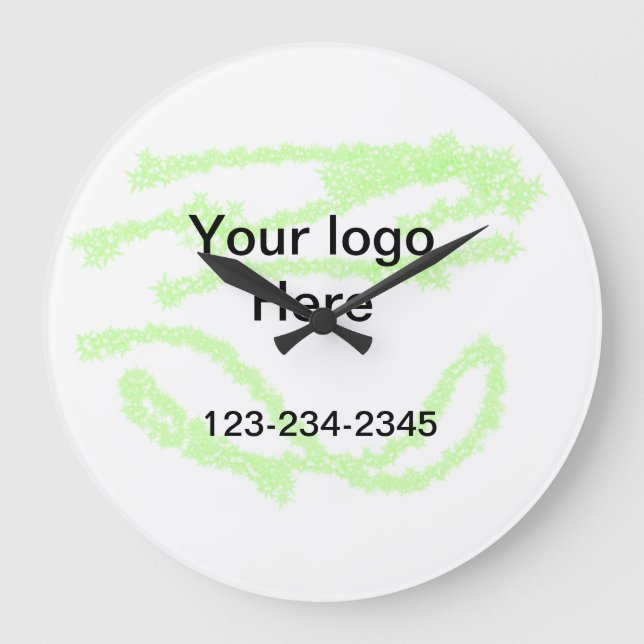 Einfach grün funkelnder Glitzer mit Ihrer Logo-Num Große Wanduhr (Vorderseite)