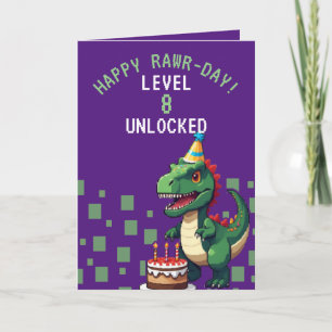 Einfach grün und Lila Pixel Gamer Geburtstag Karte