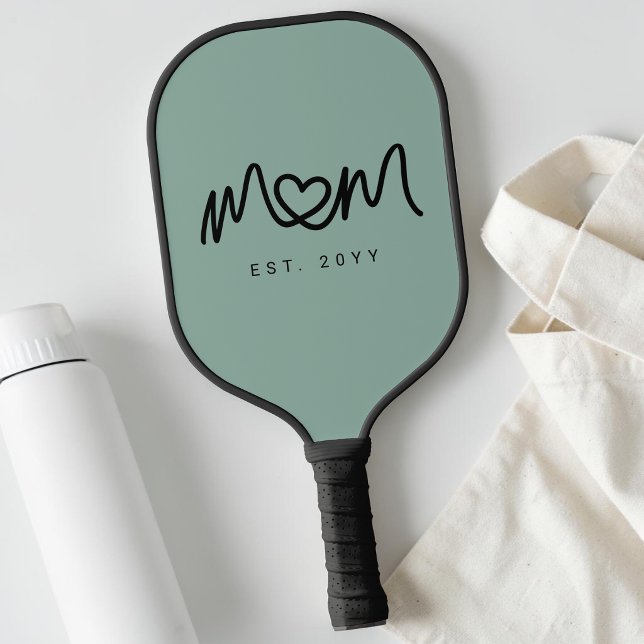 Einfach Grüner Herz Skript Mutter Etabliert Est Pickleball Schläger (Simple Green Heart Script Mom Established Est Pickleball Paddle)